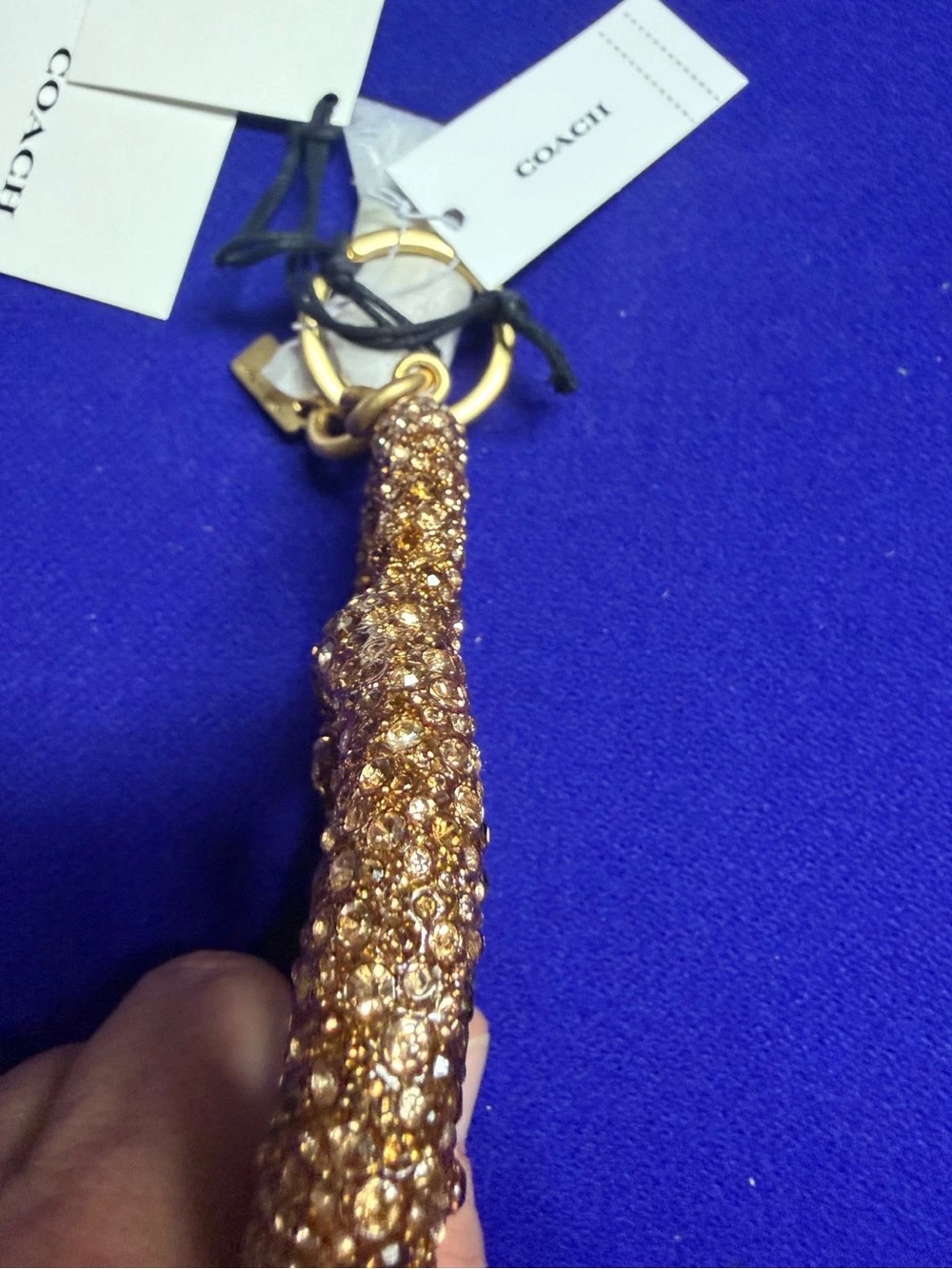 Coach Gold Crystal Pretzel Charm Keychain - Picture 3 of 3